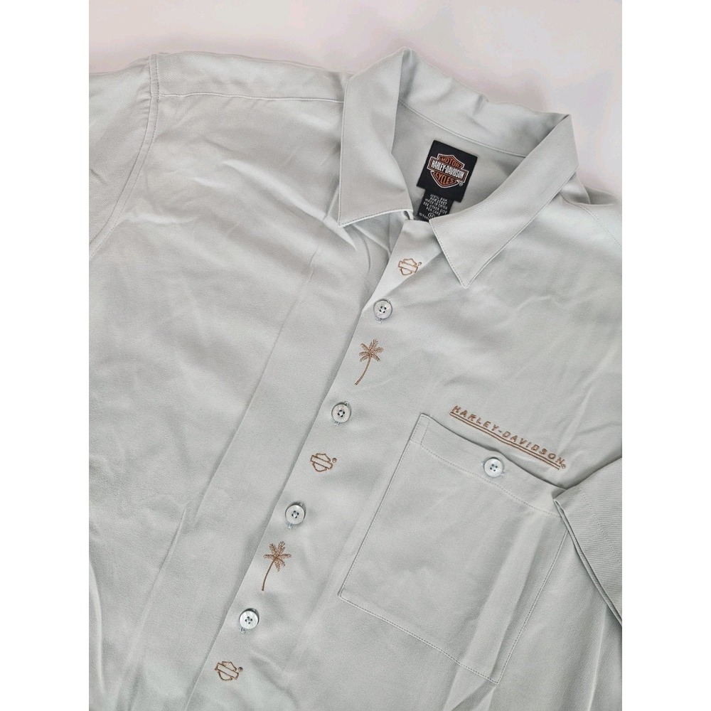 Harley Davidson Tori Richard Men's Short Sleeve Silk Embroidered Button Up Shirt